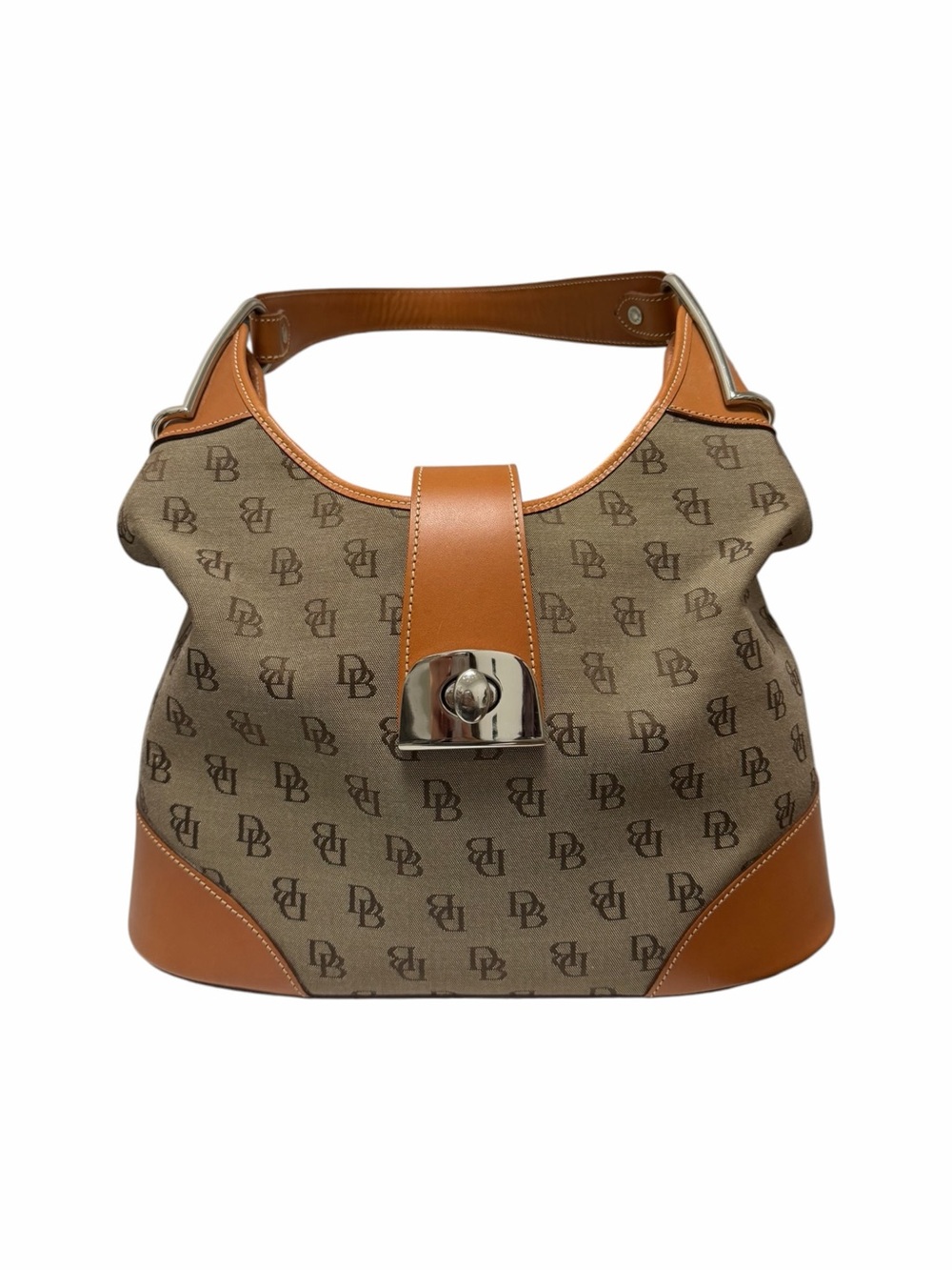 Dooney & Bourke Tan/Brown Logo/Solid Shoulder Handbag